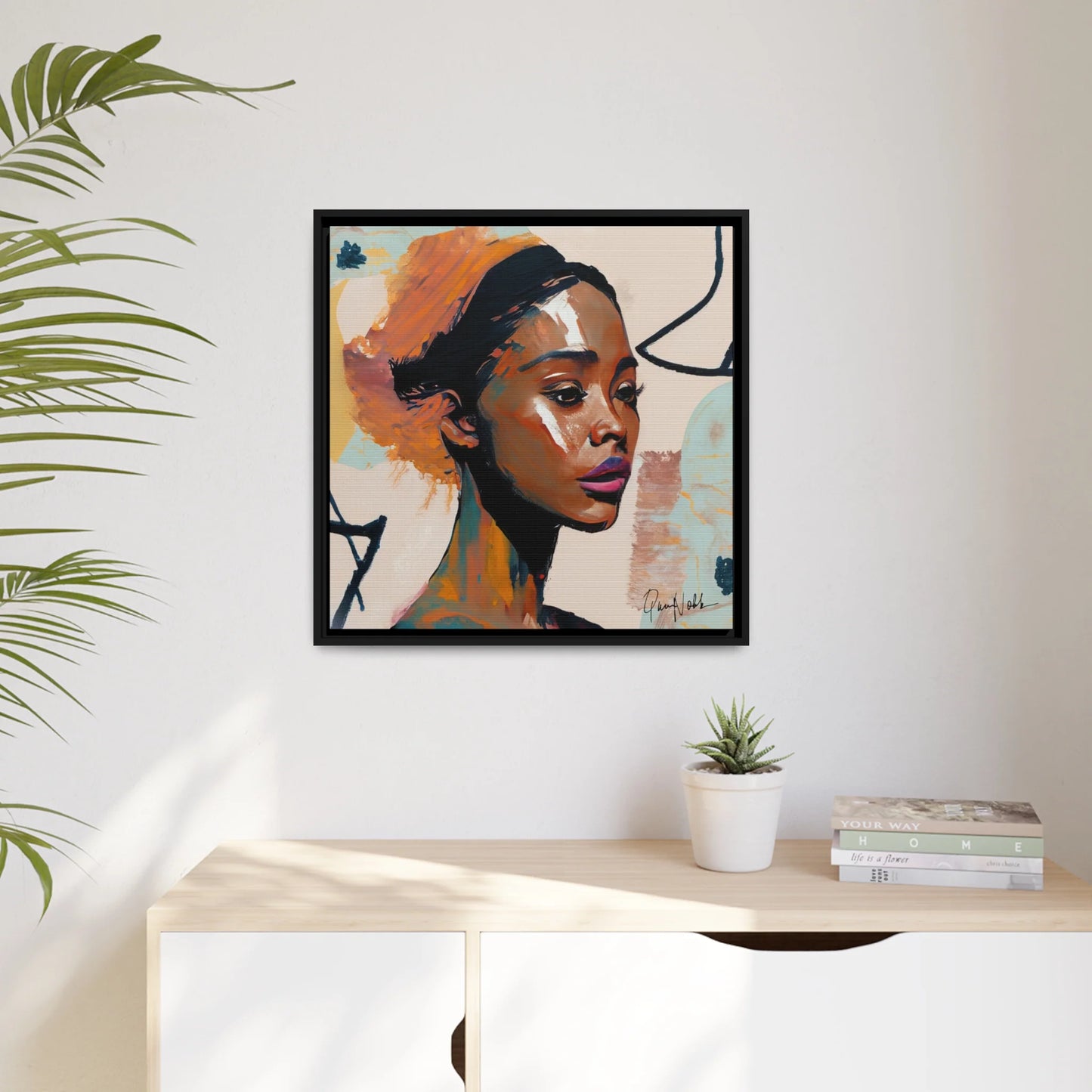 Beautiful African Woman Portrait Canvas Wall Art with Frame