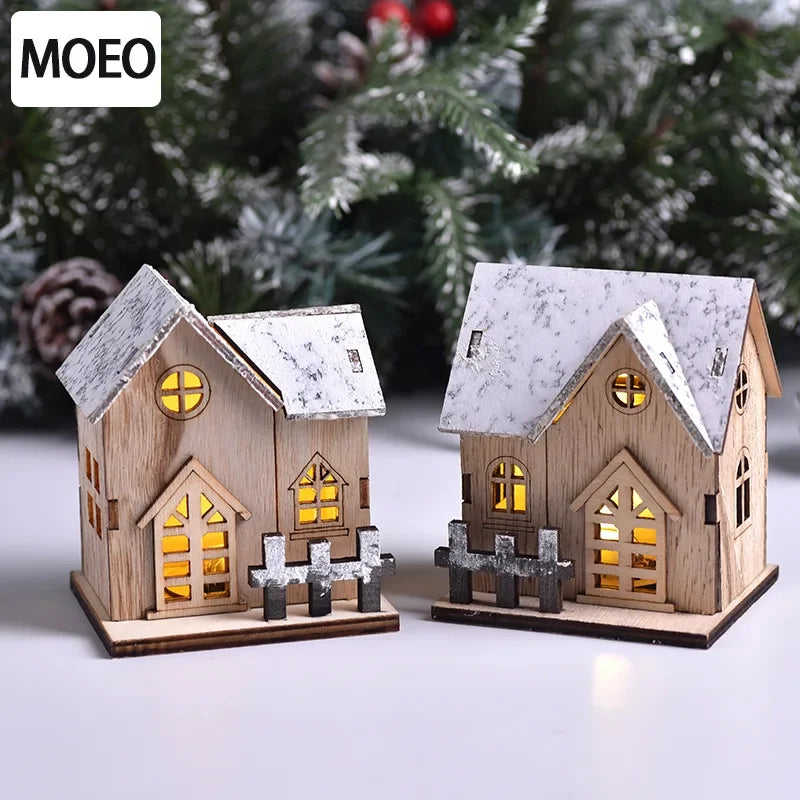 Christmas Decoration Christmas Decoration Light up Chalet LED Wooden Christmas Small House Christmas Tabletop Decoration