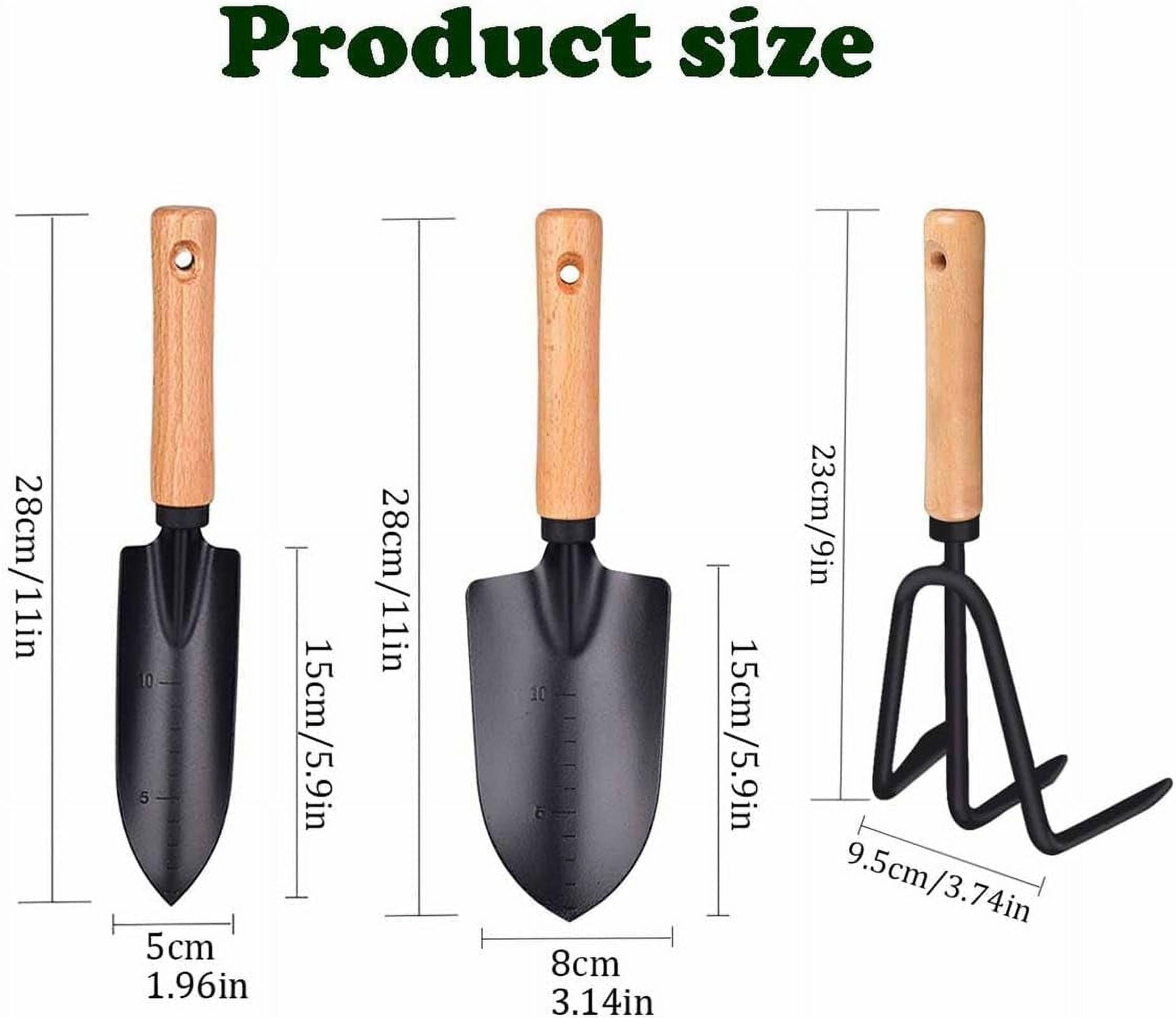 Gardening Tools Set-Garden Trowel, Large Succulent Plant Transplant Trowel Set,3 Pcs Garden Tools Set Tools Gift for Mens and Womens,1 Narrow Shovel,1 Wide Shovel and 1 Garden Rake Tools Set