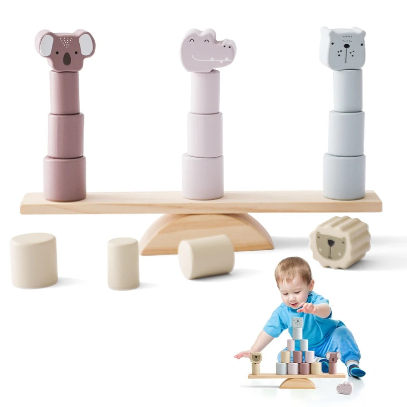 Montessori Sensory Toys Stacking Toys for Baby Forest Houses Replica Wooden Forest Blocks Early Childhood Education Game Gift