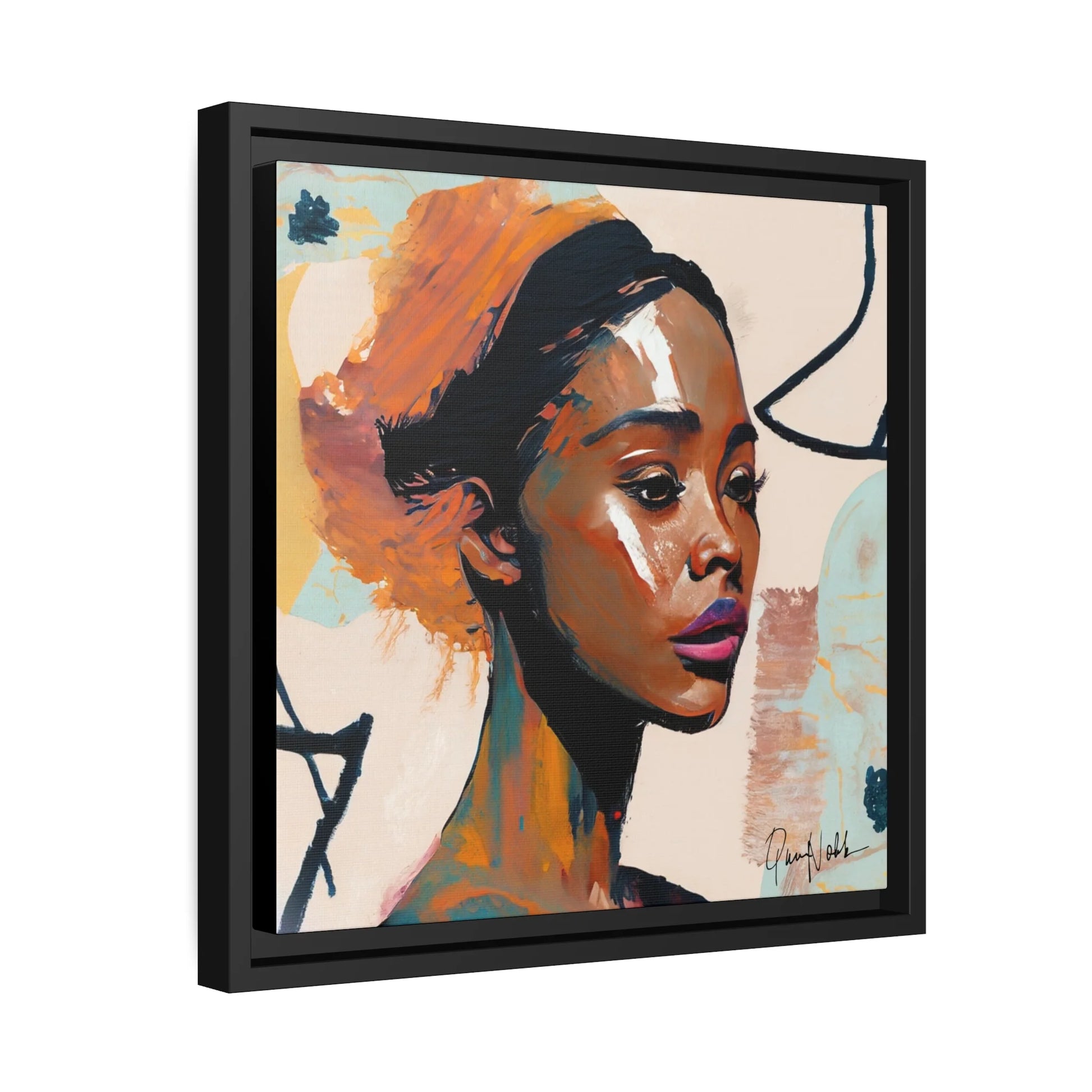 Beautiful African Woman Portrait Canvas Wall Art with Frame