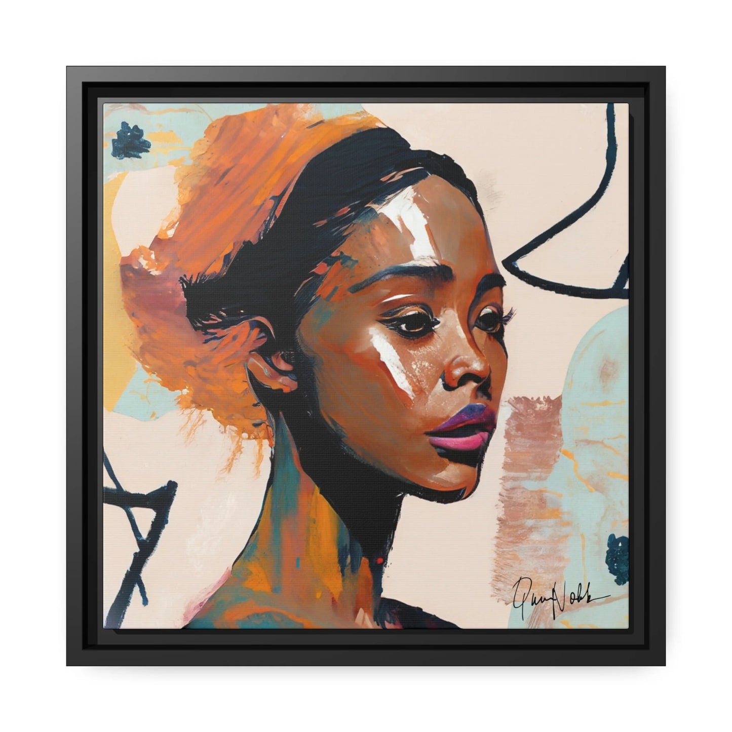 Beautiful African Woman Portrait Canvas Wall Art with Frame