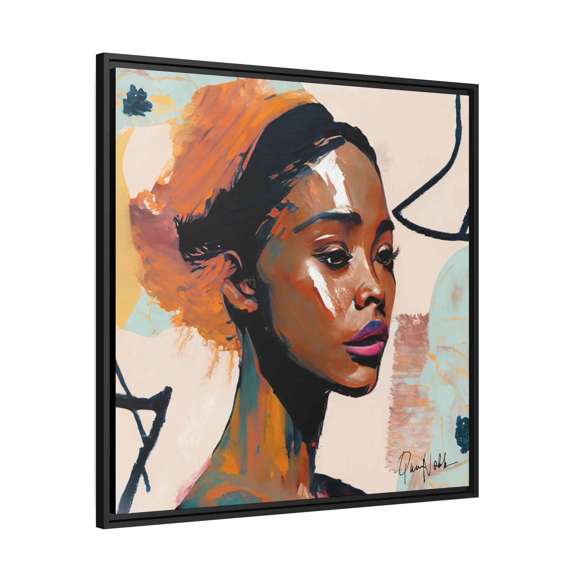 Beautiful African Woman Portrait Canvas Wall Art with Frame