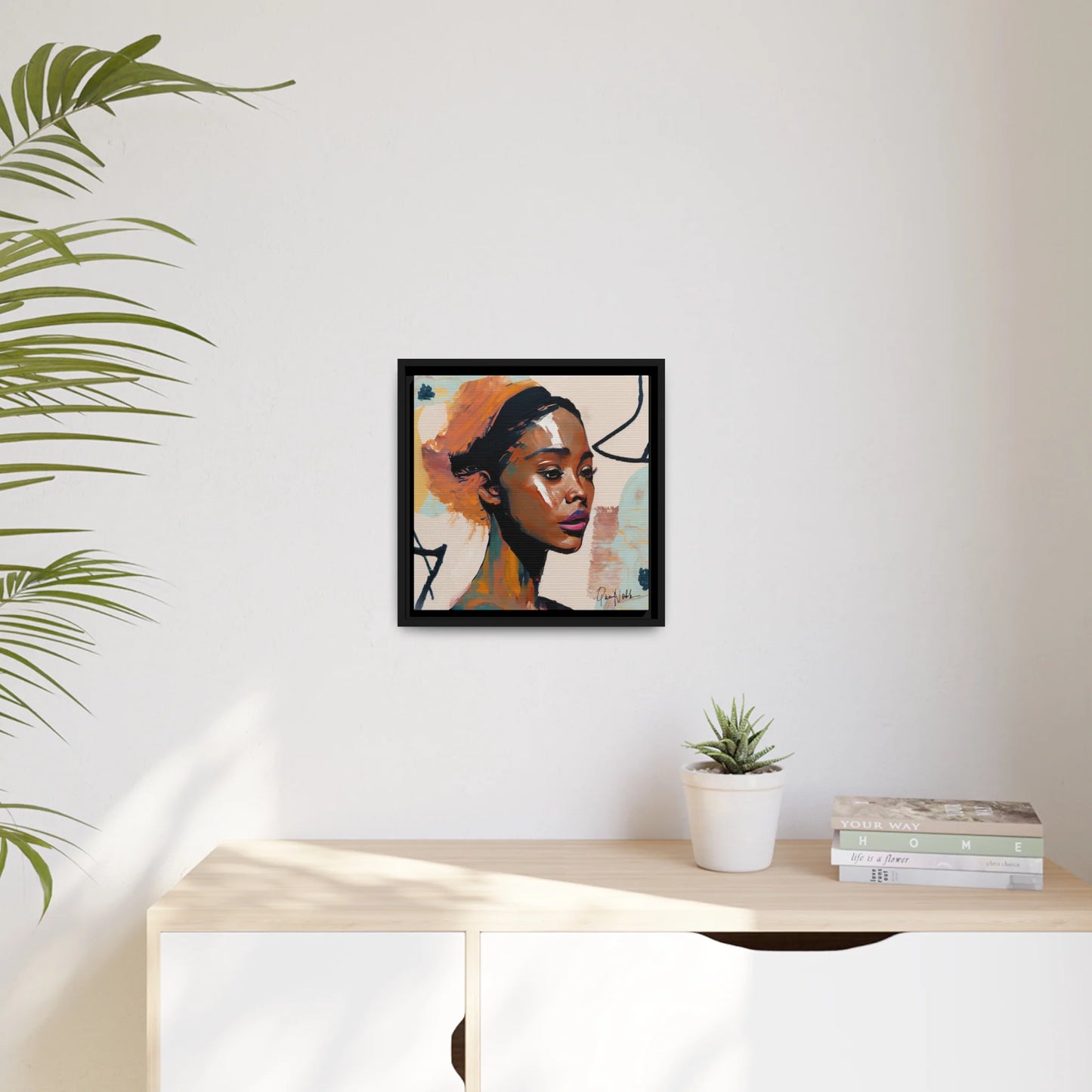 Beautiful African Woman Portrait Canvas Wall Art with Frame