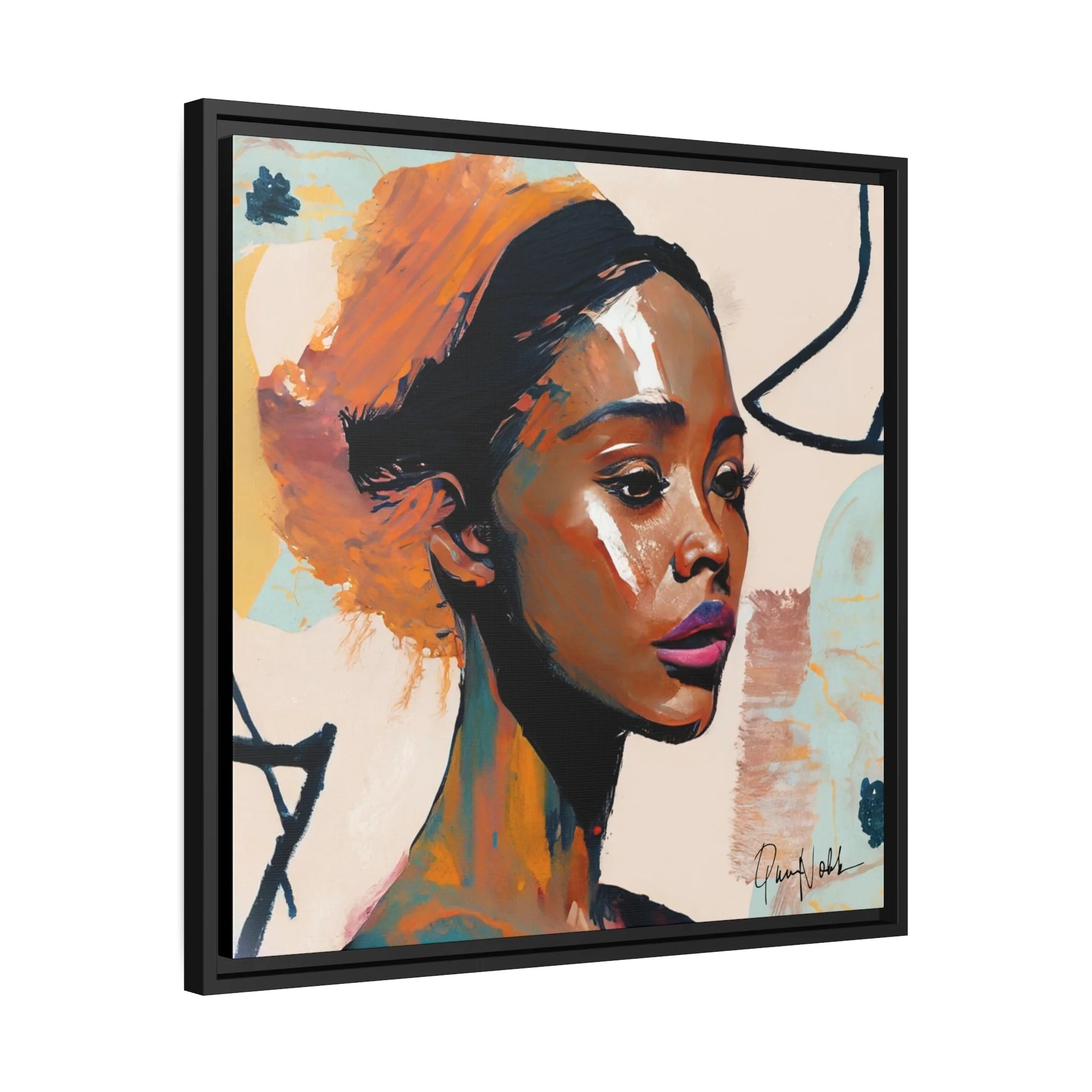 Beautiful African Woman Portrait Canvas Wall Art with Frame